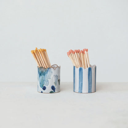 Seaside Stripes Stoneware Match holder