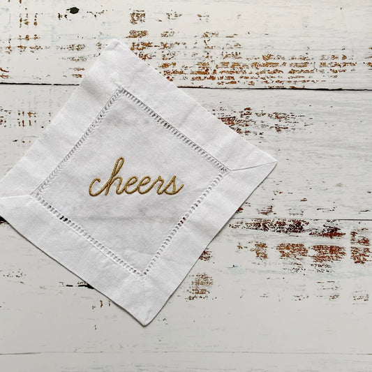 Gold Cheers Linen Coasters