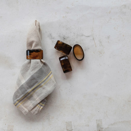 Tortoise Shell Napkin Rings, Set of 4