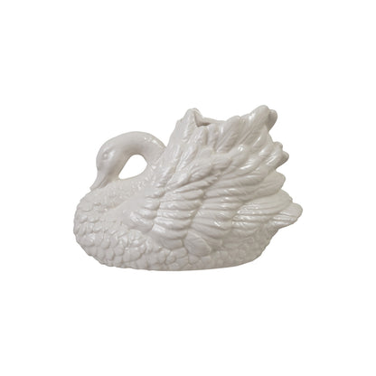 White Ceramic Swan Vase