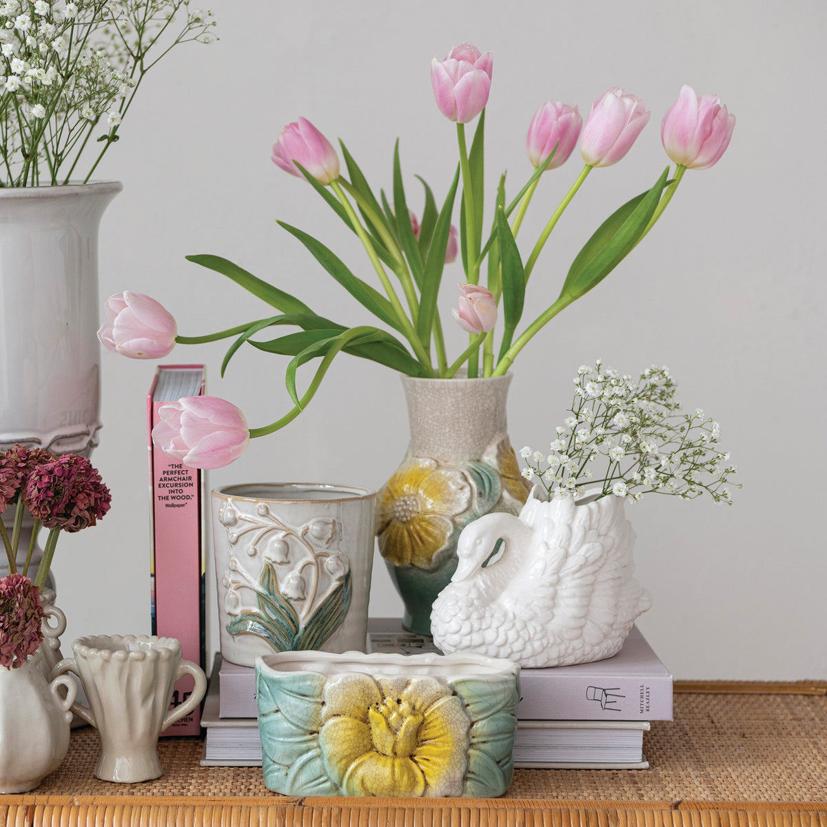 White Ceramic Swan Vase