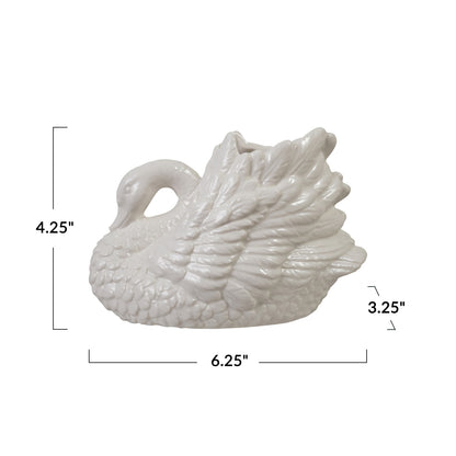 White Ceramic Swan Vase