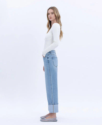 Super High Rise Cuffed Baggy Straight Jeans