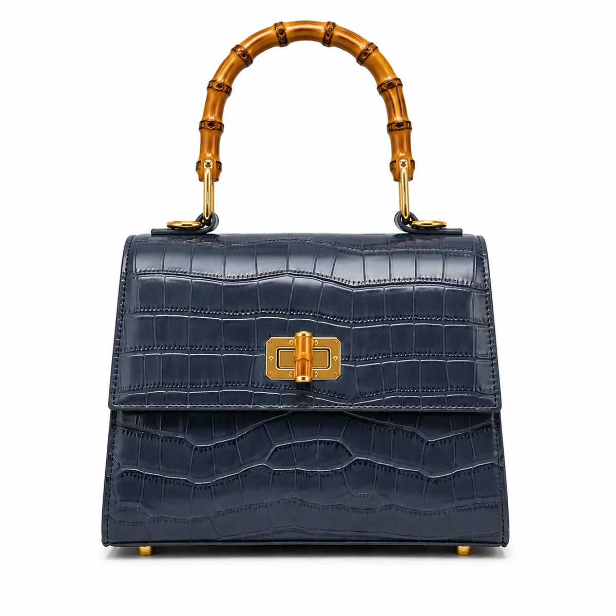 Audrey Croc-Embossed Crossbody Bag | Blue