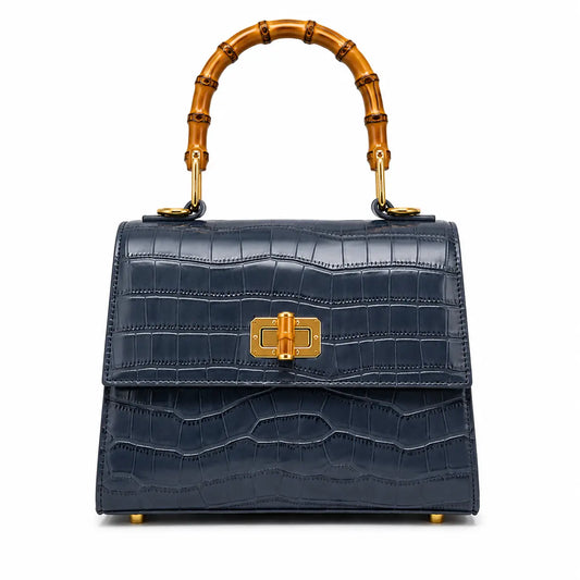 Audrey Croc-Embossed Crossbody Bag | Blue