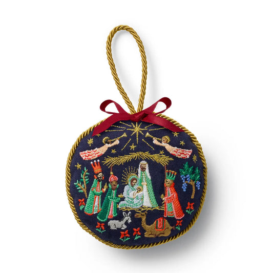 Embroidered Nativity Scene Christmas Ornament