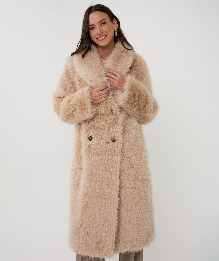 Golden Sand Faux Fur Coat