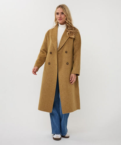 Mustard Shawl Collar Wool Coat