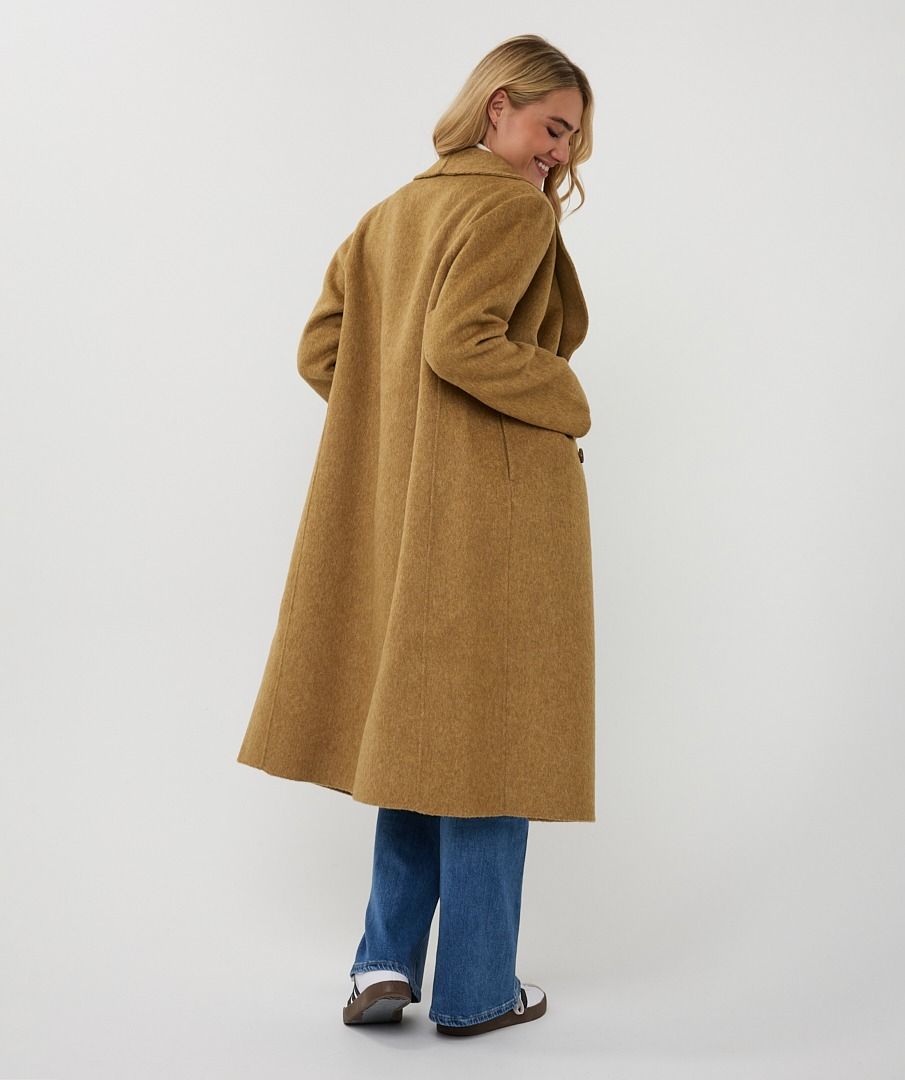 Mustard Shawl Collar Wool Coat