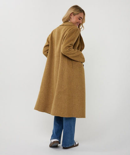 Mustard Shawl Collar Wool Coat