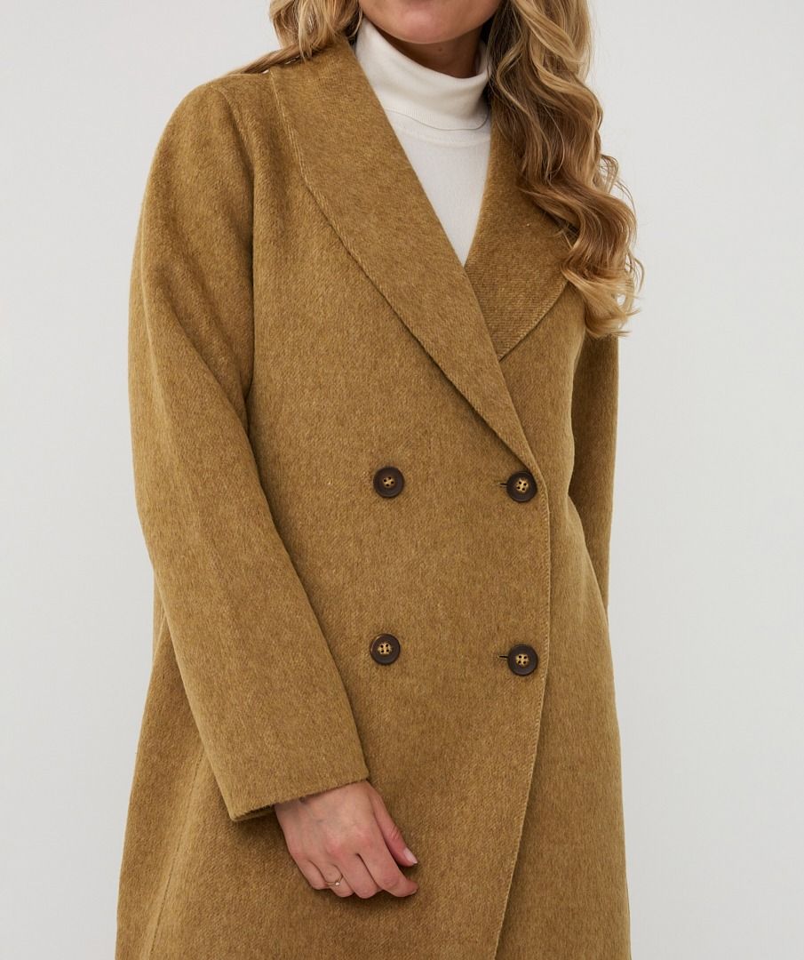 Mustard Shawl Collar Wool Coat