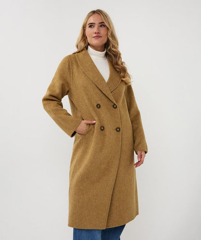 Mustard Shawl Collar Wool Coat
