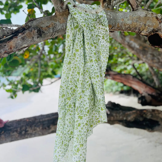 Green Whimsy Floral Pareo Sarong