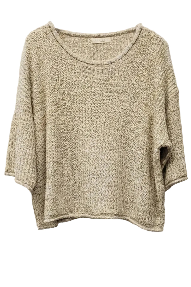 Beige knitted sweater on a light gray background
