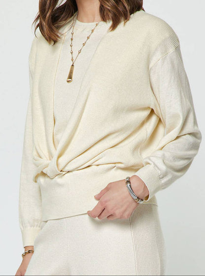 Cream Twist Front Knit Sweater