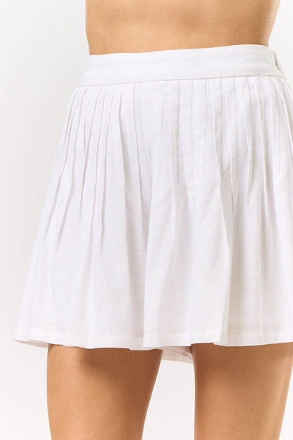 White Pleated Shorts