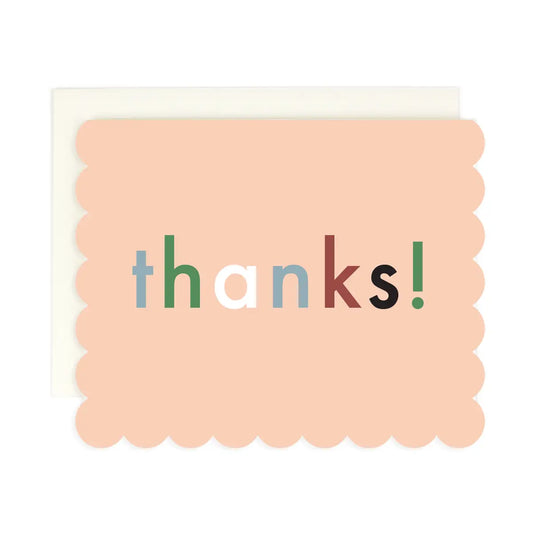 Pink Scolloped Thanks Card