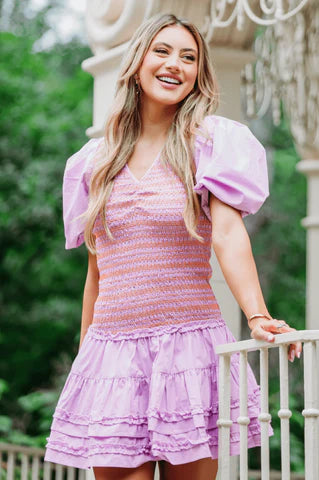 Lavendar Smocked Mini Dress