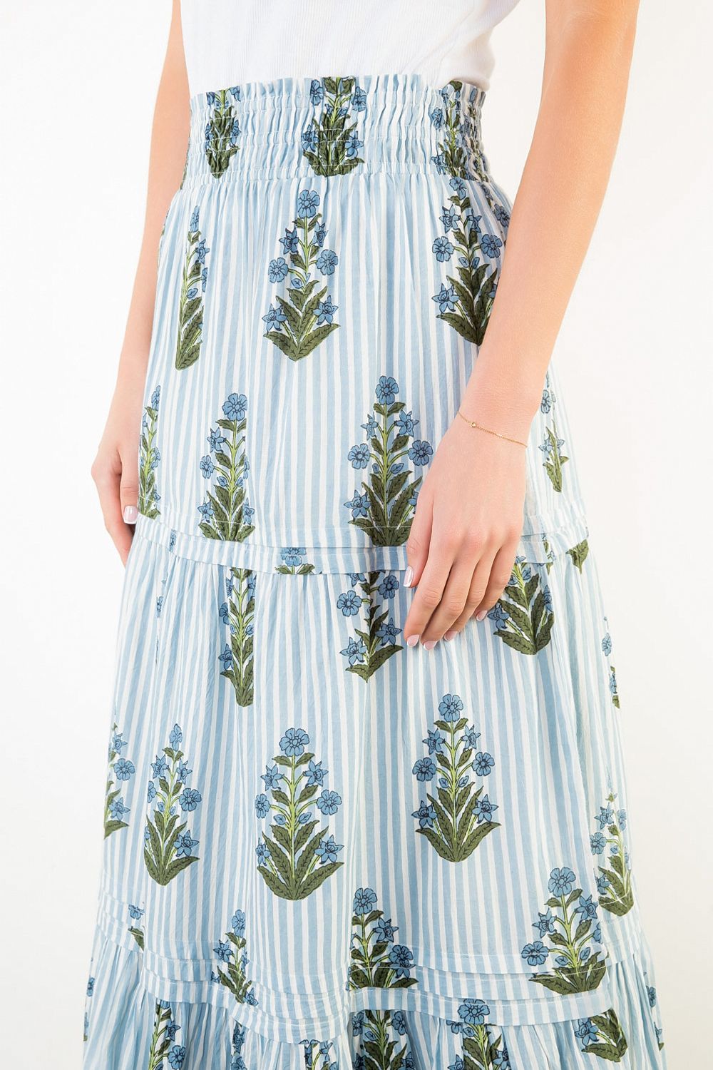 Skirt with floral pattern on a white background