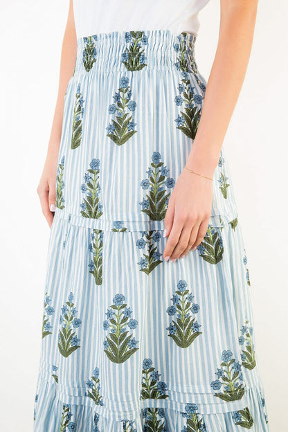Skirt with floral pattern on a white background