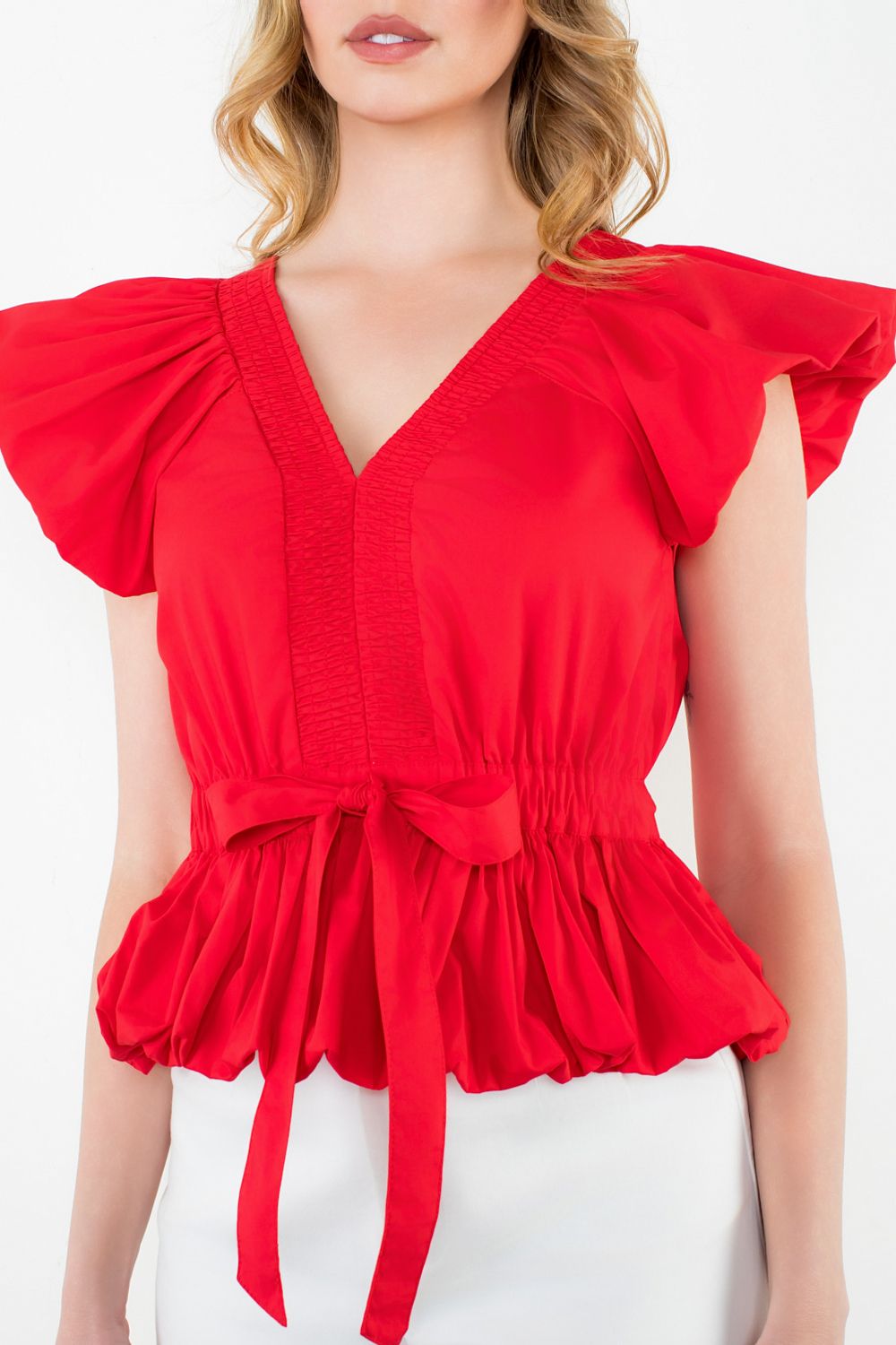 Cherry Pop Blouse with Sinched Waist