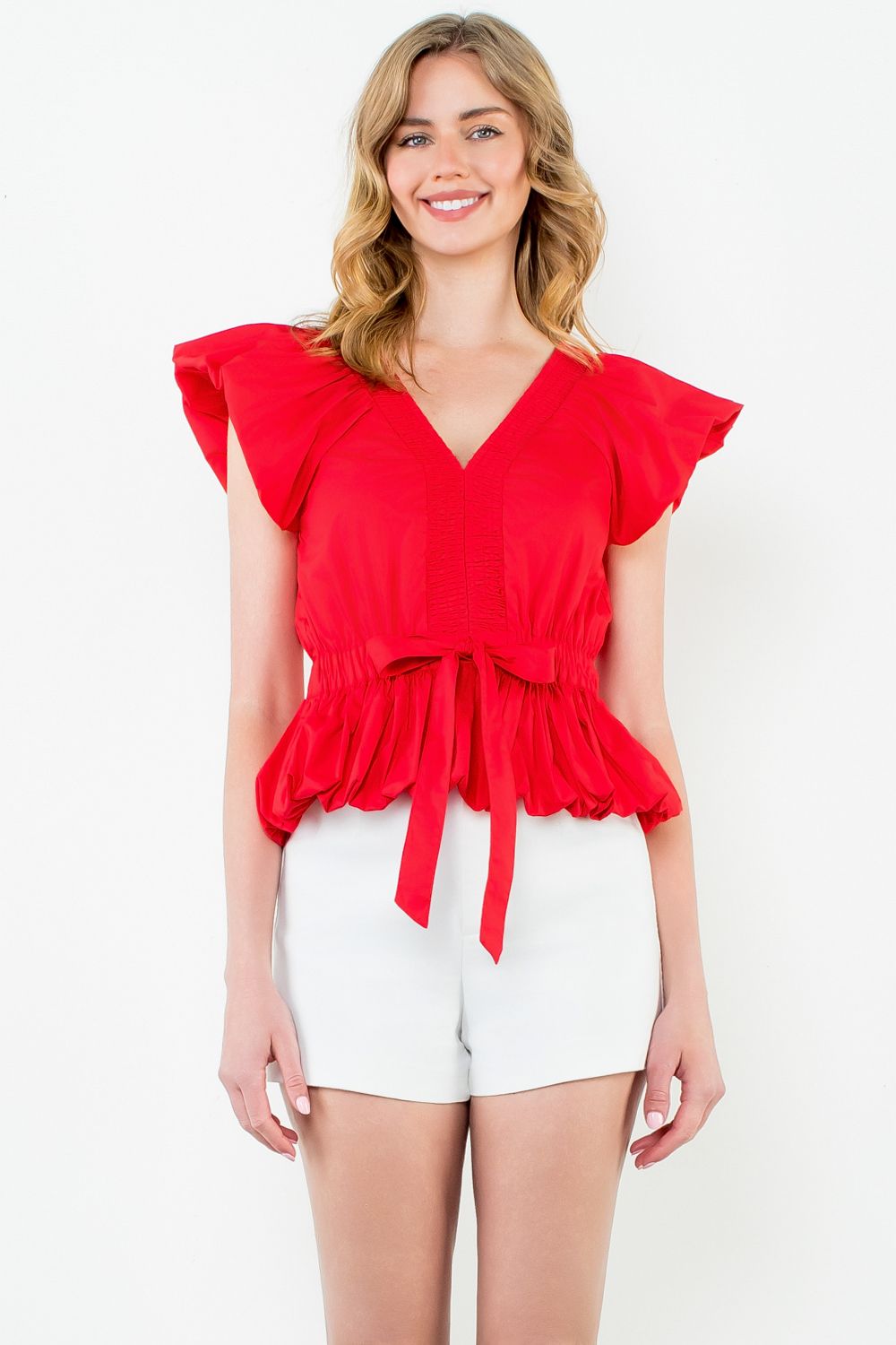 Cherry Pop Blouse with Sinched Waist