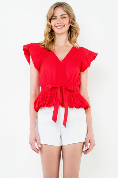 Cherry Pop Blouse with Sinched Waist