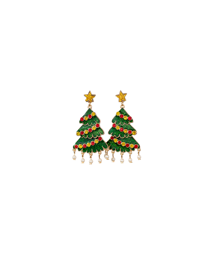 Tinsel Twinkle Christmas Tree Earrings